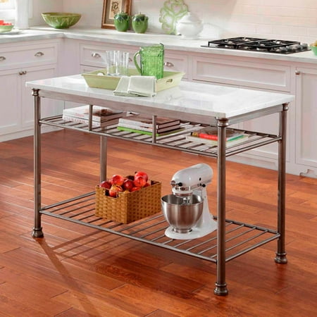 The Orleans Kitchen Island with Quartz White Top - Walmart ...