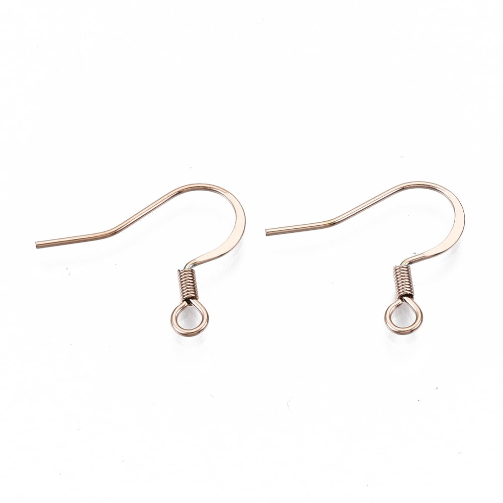 304 Stainless Steel French Earring Hooks Flat Earring Hooks Ear Wire with Horizontal Loop Cadmium Free & Nickel Free & Lead Free Rose Gold 17~19x18.5mm Hole: 2mm 21 Gauge Pin: 0.7mm