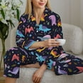 thumbnail image 5 of KLL Cartoon Dinosaur Print Women's Long Sleeve Pajamas with Pants Sleepwear Loungewear 2 Set-X-Large, 5 of 7