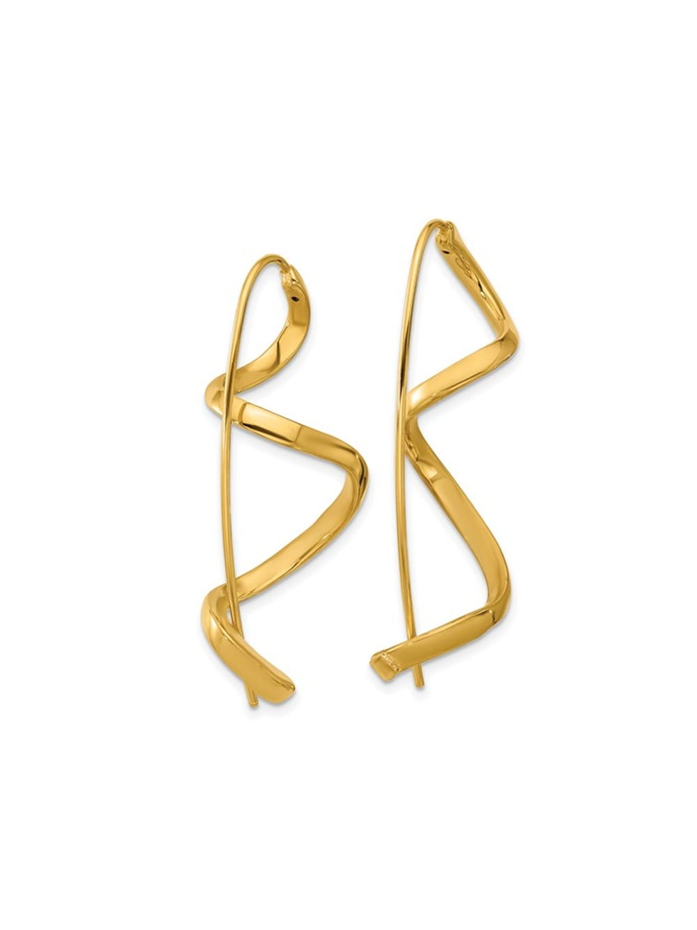 Gem & Harmony 14K Yellow Gold Spiral Threader Dangle Earrings for Women