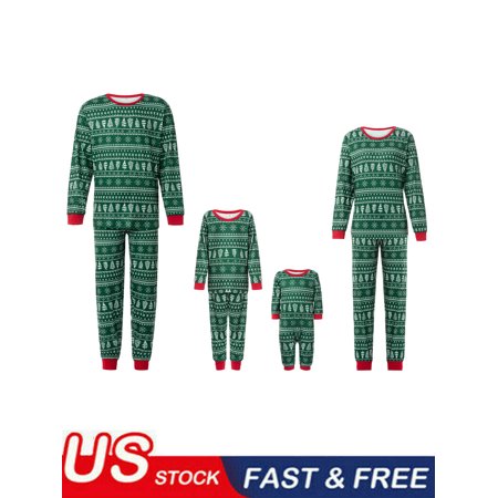 

Christmas Family Matching Pajamas Sets Kids Baby Suit Mom Dad Xmas Green Jammies Outifts