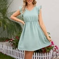 thumbnail image 2 of Summer Dresses for Women Trendy V Neck Ruffle Sleeveless Sundress Casual A Line Swing Beach Mini Dress, 2 of 5