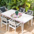 thumbnail image 2 of Happy Easter Table Cloths for 5 Foot Rectangle Tables, Rabbits Bows Spring Tulips Eggs Pastoral Patio Waterproof Elastic Fitted Tablecloths, Washable Rectangular Table Cover for Camping, 2 of 8