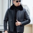 thumbnail image 2 of Chaqueta de invierno YXL-6621 engrosada para hombre, abrigo de piel de oveja, informal, de negocios, cuello polo, piel de cuero natural, una pieza, 2 of 4
