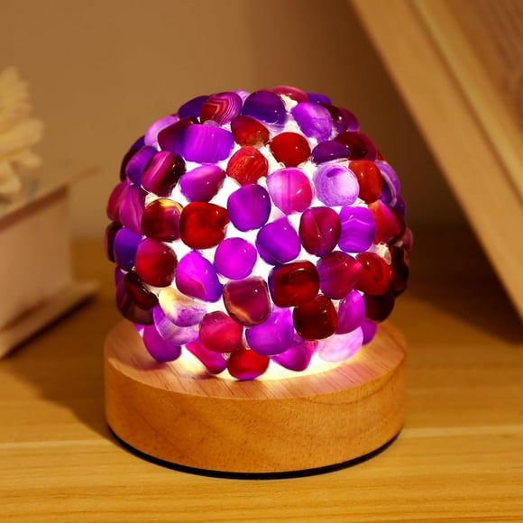 shiyou-Crystal Night Light, Home Decor Lamp Gift for Thanksgiving Christmas Day (Purple Agate)