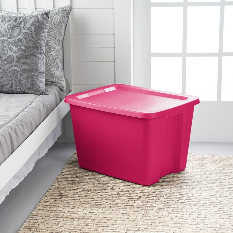 Sterilite 18 Gallon Tote Box Plastic Fuchsia Burst Set of 8