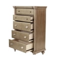 thumbnail image 2 of BenJara BM284302 56 in. Ada Pine Wood Chevron Pattern 5 Drawer Tall Dresser Chest, Brown, 2 of 2
