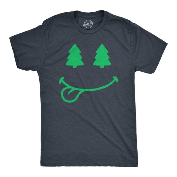 Mens Christmas Tree Eyes Smile T Shirt Funny Xmas Lovers Smiling Face Tee for Guys Graphic Tees