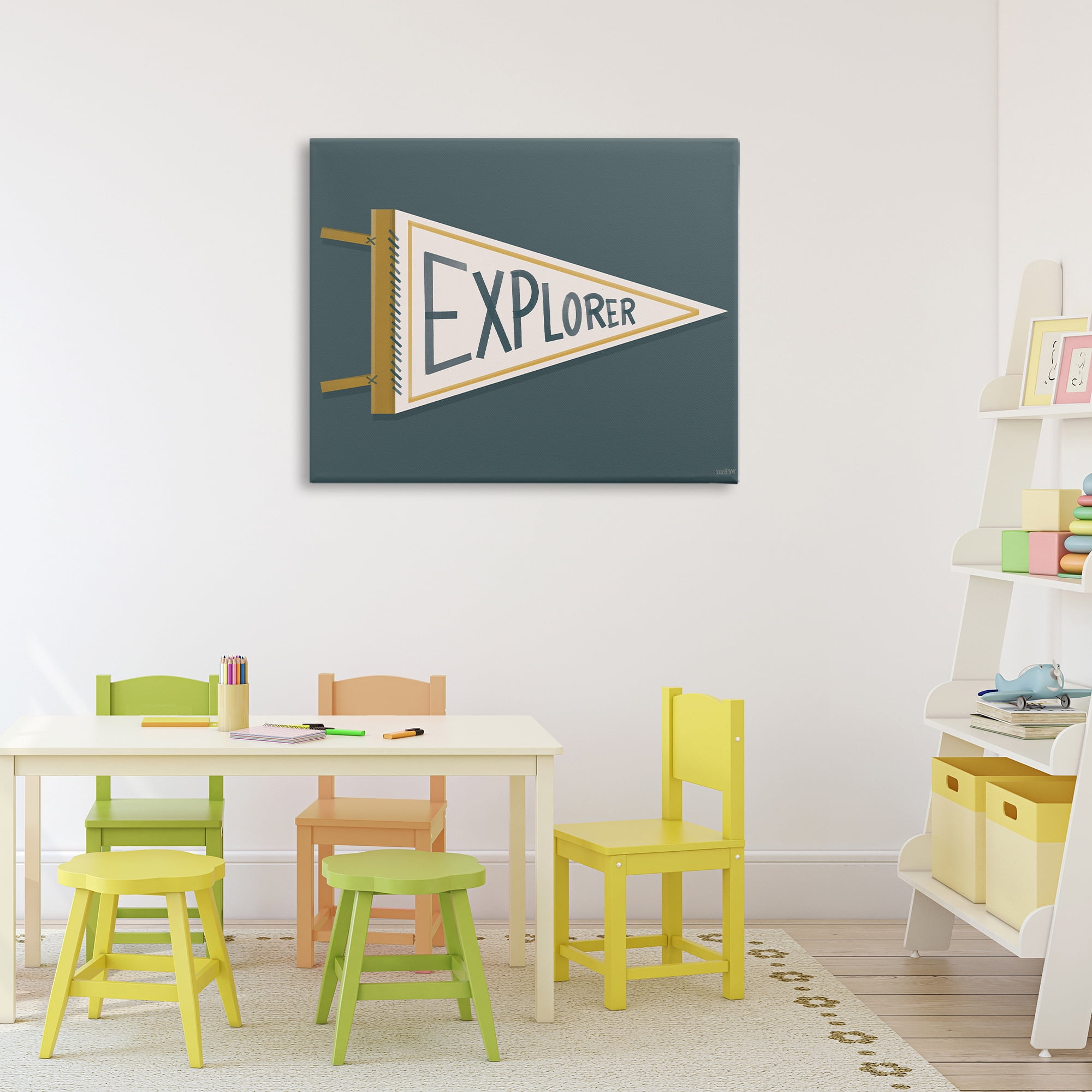Stupell Industries Explorer Retro Pennant Canvas Wall Art, design by House Fenway