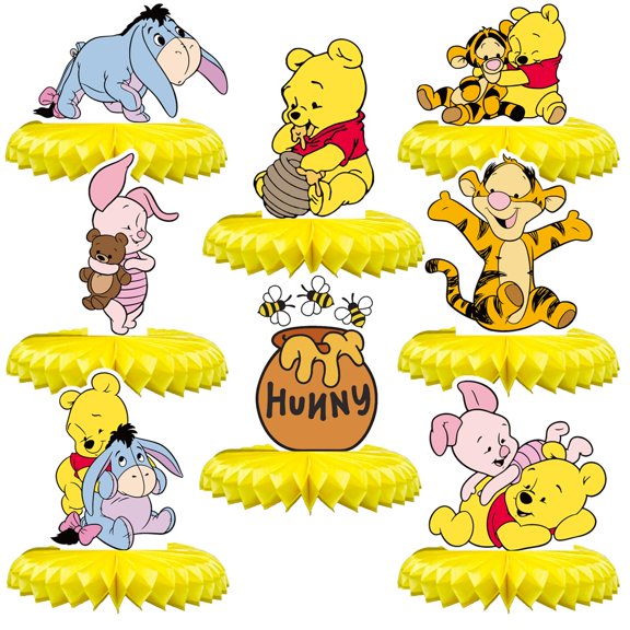 8PCS Honeycomb Centerpieces 3D winnie the pooh Table Decorations Table Deco Birthday Party Supplies Party Decoration