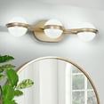 thumbnail image 3 of LiviNest 3 Light Vanity Light: Modern Gold Wall Sconce with Crystal Sand Shades - LED Bathroom Mirror Lighting for Hotel & Spa Decor, 3 of 6