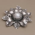 thumbnail image 2 of NOVICA Cultured pearl brooch, 'Moonside Flower', 2 of 6