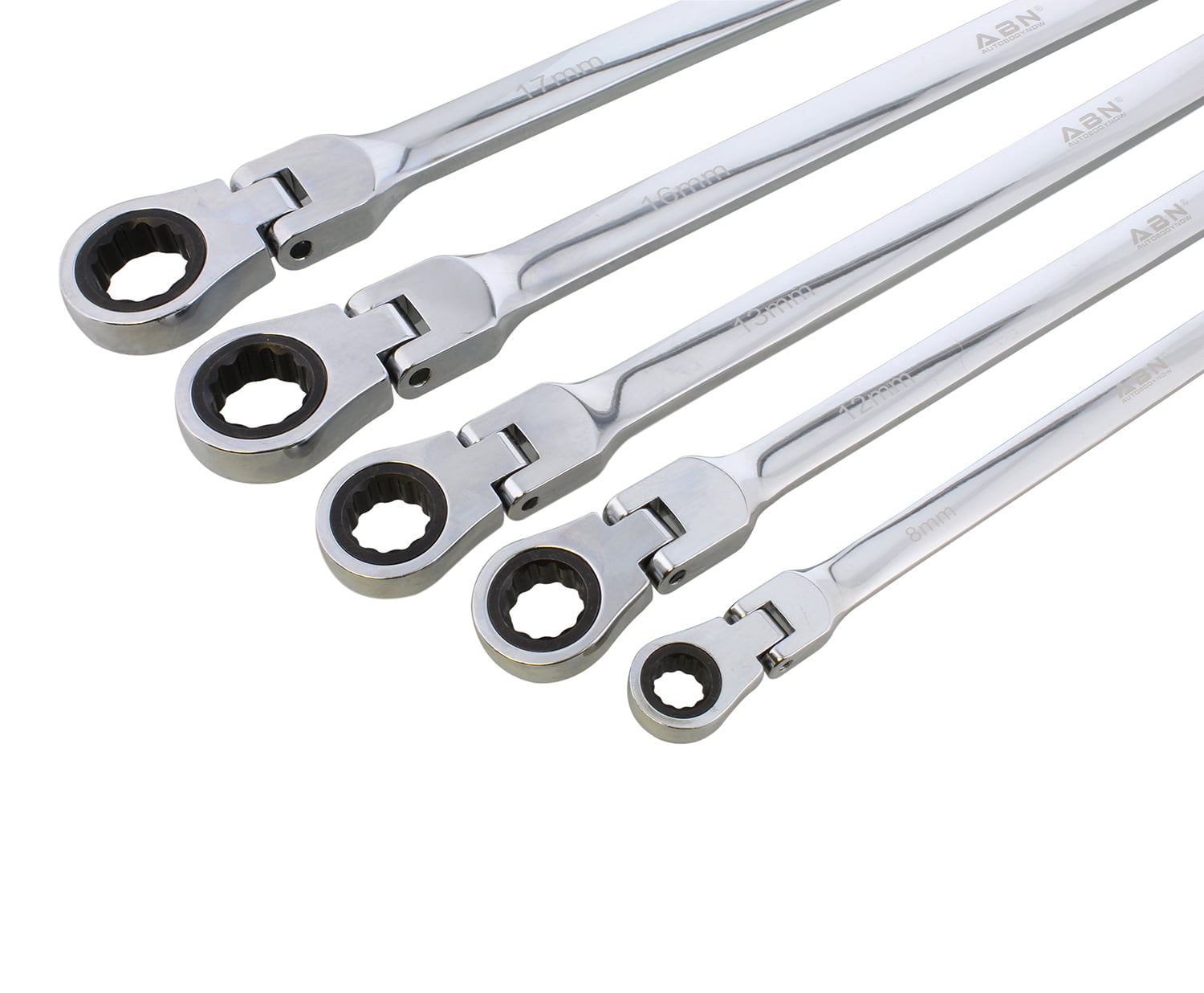 ABN | Extra Long Flex Head Double Box End Ratcheting Wrench Metric 5pc Set  - Walmart.com