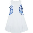 thumbnail image 2 of Robe Fille Bleue Blanche Porcelaine Imprimée Florale Sans Manches Robe d'Été 4 Ans, 2 of 4