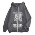 thumbnail image 4 of XIAONU Womens Hoodies Skull Print Zippered Fleece Hoodie Jacket Baggy Long Sleeve With Pockets Drawstring Hoodie, 4 of 4