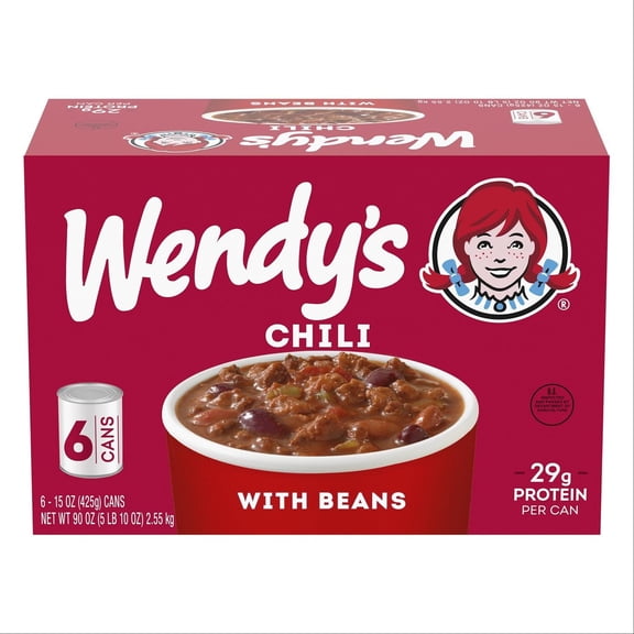 Wendy's Chili With Beans, Canned Chili, 6-Count, 15 oz. cans