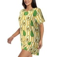 thumbnail image 3 of Womens Pajama Sets With Pocket, Cute Avocado Yellow Stripe Lounge Sets Short Sleeve Sleepwear PJ Sets for Women, 3 of 6