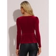 thumbnail image 3 of DARING DIVA Women's Elegant Sweetheart Neck Long Sleeve Peplum Top M Red, 3 of 6