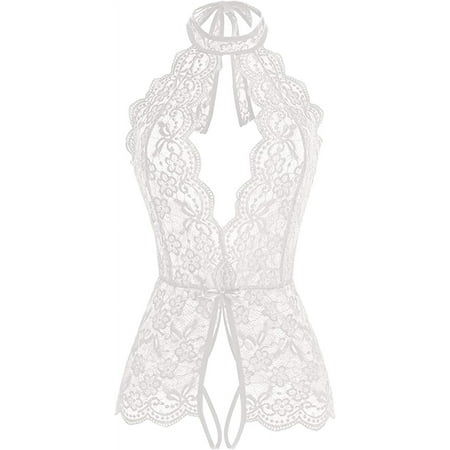 Women One Piece Lingerie Lace sex Baby Dolls Teddy Sleepwear White XL