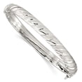 thumbnail image 1 of 925 Sterling Silver 7.5mm Brushed and Hinged Bangle Cuff Bracelet, 1 of 4