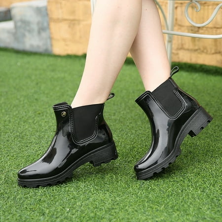 

Women s Ankle Rain Boots Anti-Slip Short Garden Shoes Waterproof Footwear Keeping your feet warm and dry Women s short boots Anti-Slip Waterproof Black 35