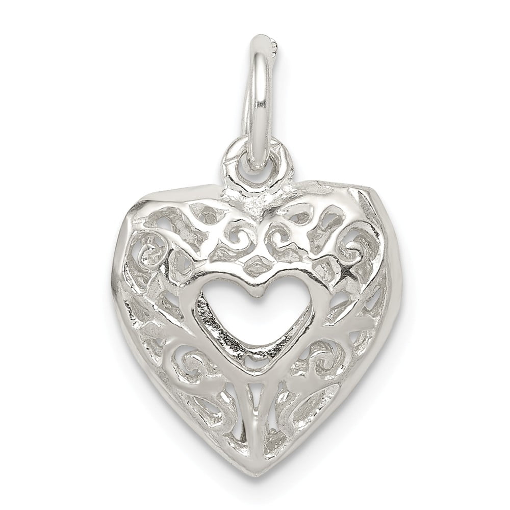 18 Inches 925 Silver Marcasite Filigree Heart Pendant 