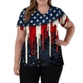thumbnail image 3 of Womens 250th Anniversary USA Scrub Tops Loose Short Sleeve USA Flag Print Scrubs V Neck Independence Day Celebration Party Scrub Shirts Nursing Workwear Medical Nurse Uniform with Pockets Black 5XL, 3 of 5