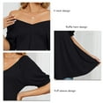 thumbnail image 6 of Women Summer Loose Top Mid Length Puff Sleeve V Neck Ruffle Hem Blouse for Female Black XXL, 6 of 7