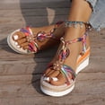 thumbnail image 6 of Pandaie Bohemian Wedge Sandals for Women Wide Width Platform Orthopedic Espadrilles Braided Strappy Dressy Summer Beach Shoes Colorful Size 6, 6 of 9