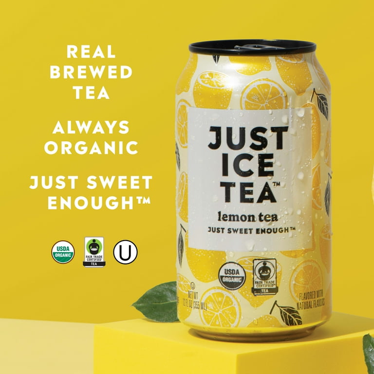 Just Ice Tea, Lemon Black Tea, 12 fl oz Cans, Pack of 12, Organic