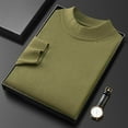 thumbnail image 4 of RYDCOT Men's Casual Mock Neck Tops Long Sleeve Slim Fit Semi High Neck Knitted Thick Warm Sweater Top Green, 4 of 5