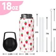 thumbnail image 2 of Cute Gift for Women & Girls: Strawberry Themed 18oz Insulated Water Bottle with 2 Lids (Flip Straw & Spout) - Pastel Plaid Stainless Steel Gym Bottle for Fruit Lovers, 2 of 6