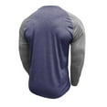 thumbnail image 4 of Dagegui Mens Raglan Long Sleeve Shirts Crewneck Baseball T-Shirts Trendy Color Block Tees Outdoor Athletic Pullover Tops Dark Blue S, 4 of 6