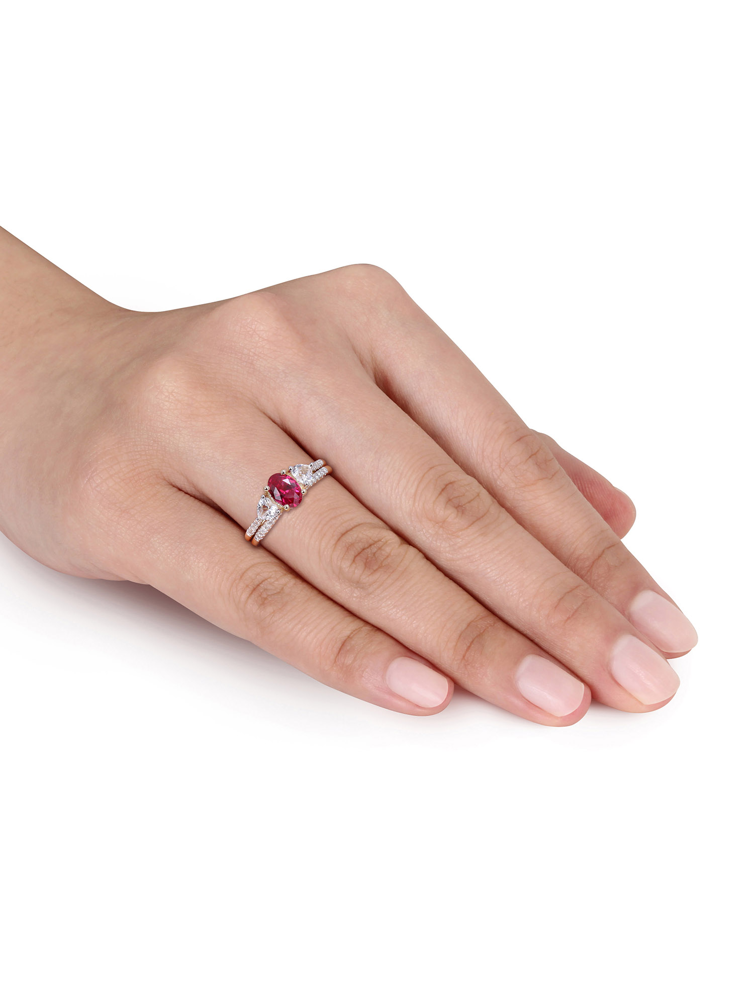 Everly Women's Created Sapphire Created Ruby 10k Yellow Gold Bridal Set
