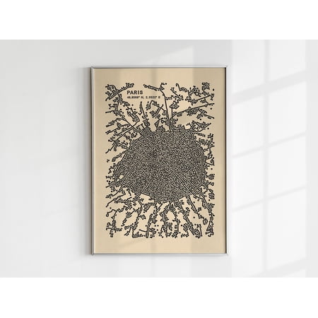 Paris Map Poster, Drawn Paris Wall Art, Abstract Paris Poster, Paris Art Poster, City Map Wall Art420, Unframed Canvas Size 16x24