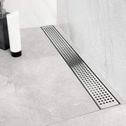 Neodrain 36-Inch Linear Shower Drain with Removable Quadrato Pattern Grate,Professional Brushed 304 Stainless Steel Rectangle Shower Floor Drain Manufacturer,with Leveling Feet,Hair Strainer