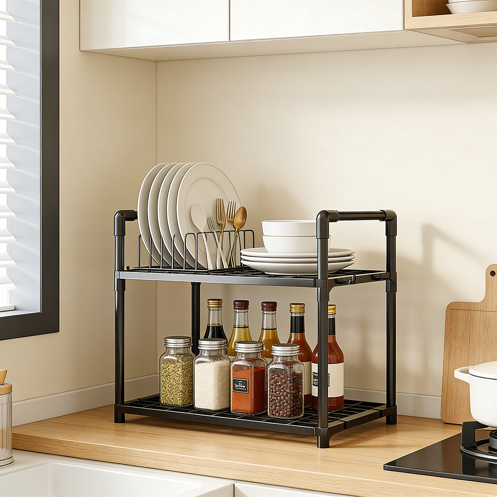 Werulen Multi Layer Kitchen Storage Rack for Home,Floor Standing Storage Rack for Bathroom,Household Organizer for Daily Necessities,Kitchen Bathroom Storage Rack,Multi Layer Floor Storage Shelf