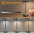 thumbnail image 2 of LED Cordless Table Lamp Rechargeable - Outdoor 6000mAh Battery Operated Portable Table Lights 3 Color Stepless Dimming Table Lamps with Memory Function for Patio Restaurant Dining Black, 2 of 14