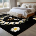 thumbnail image 4 of Honey Bee Area Rugs 5x7 ft Retro White Daisy Wreath Leaf Black Background Washable Rug Non Slip Indoor Carpet Absorbent Floor Mat for Living Room Bedroom Dining Room, 4 of 9