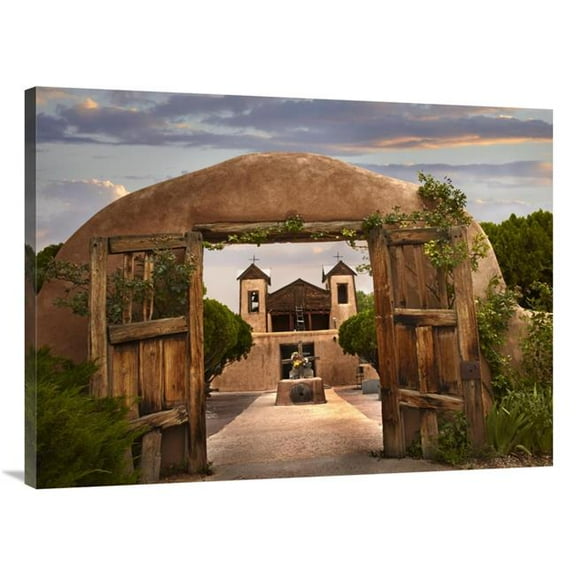 30 x 40 in. Church & Gate, El Santuario De Chimayo, New Mexico Art Print - Tim Fitzharris