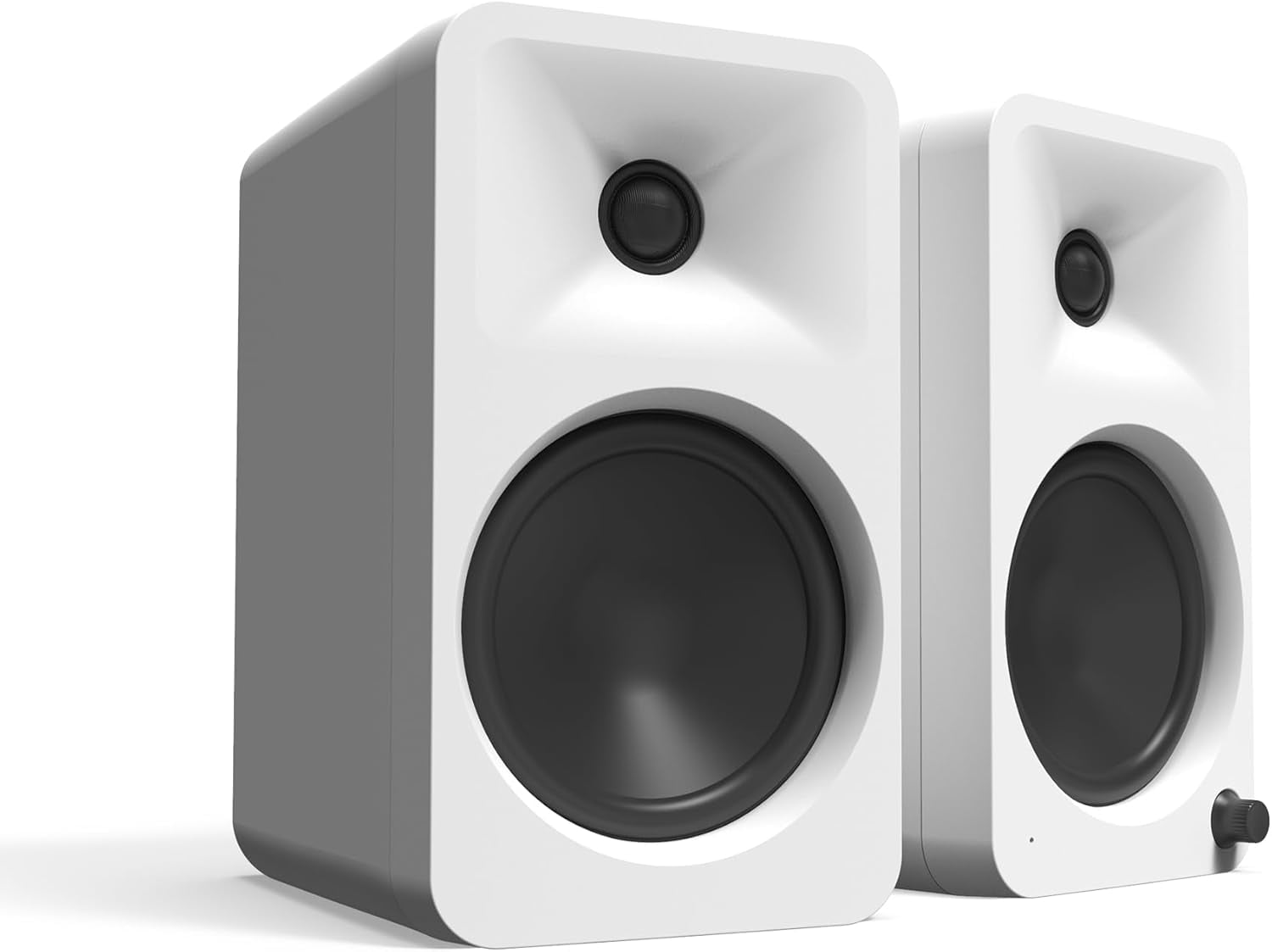 Kanto ORA4MW Pro Audio Bluetooth Desktop Speakers - Matte White Pair with Kanto S6W Angled Desktop Speaker Stands for Large Speakers - White Pair (2024)
