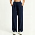 thumbnail image 4 of QSXADF Women's Casual Straight Leg Pants Drawstring Pants Drawstring Solid Sweatpants with Elastic Waist and Pockets for Home Lounging Days Women's Pants, 4 of 5