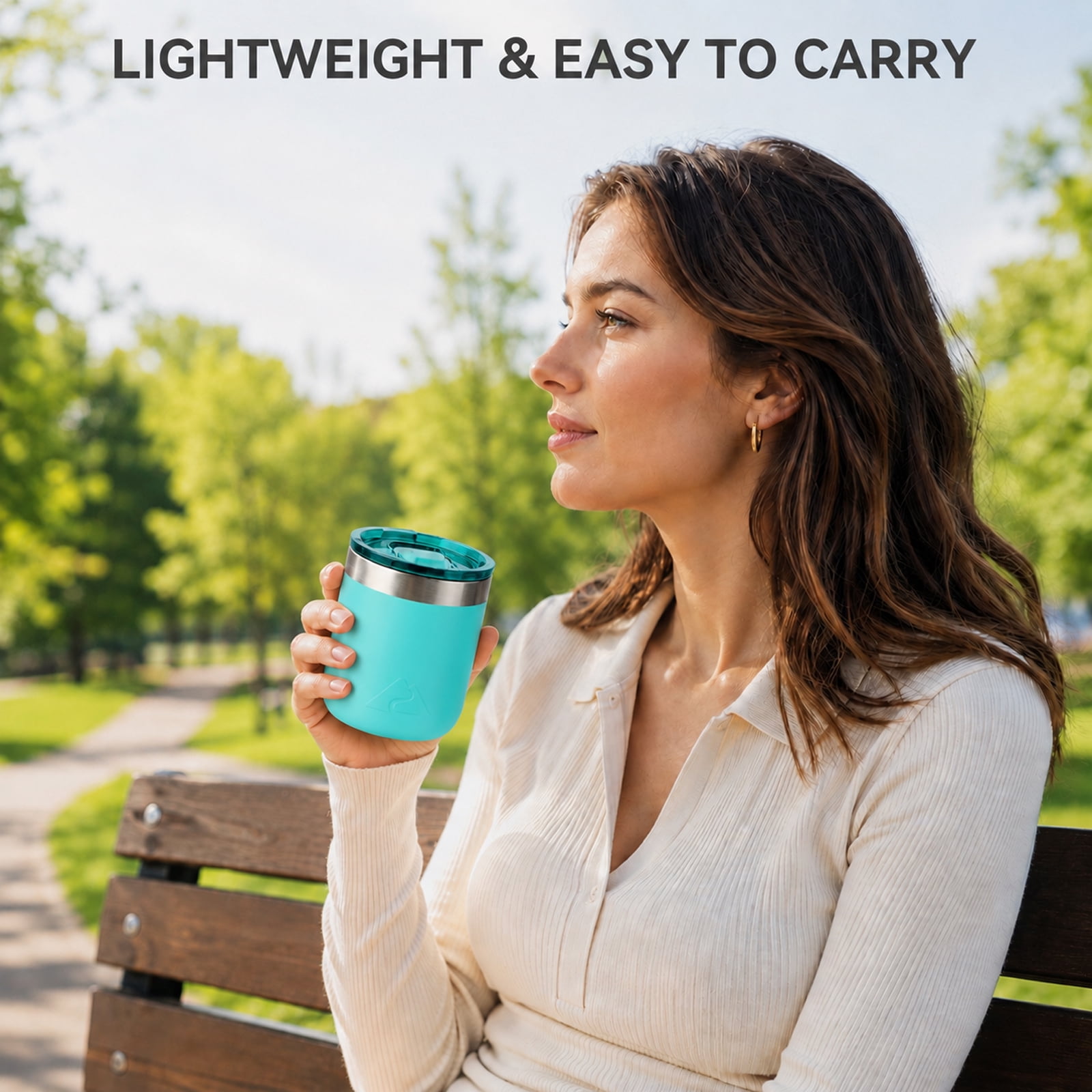 Ozark Trail 10oz Ceramic Lined Stainless Steel Lowball Tumbler with Magnetic Tritan Transparent Slider Lid, Teal