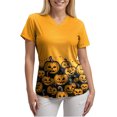 thumbnail image 2 of enyan Women's Halloween Shirts Pumpkin T-Shirt Gift Spooky Graphic Tees Short Sleeve Fall Tops Women’s Halloween Shirt(Gold,XXL), 2 of 7