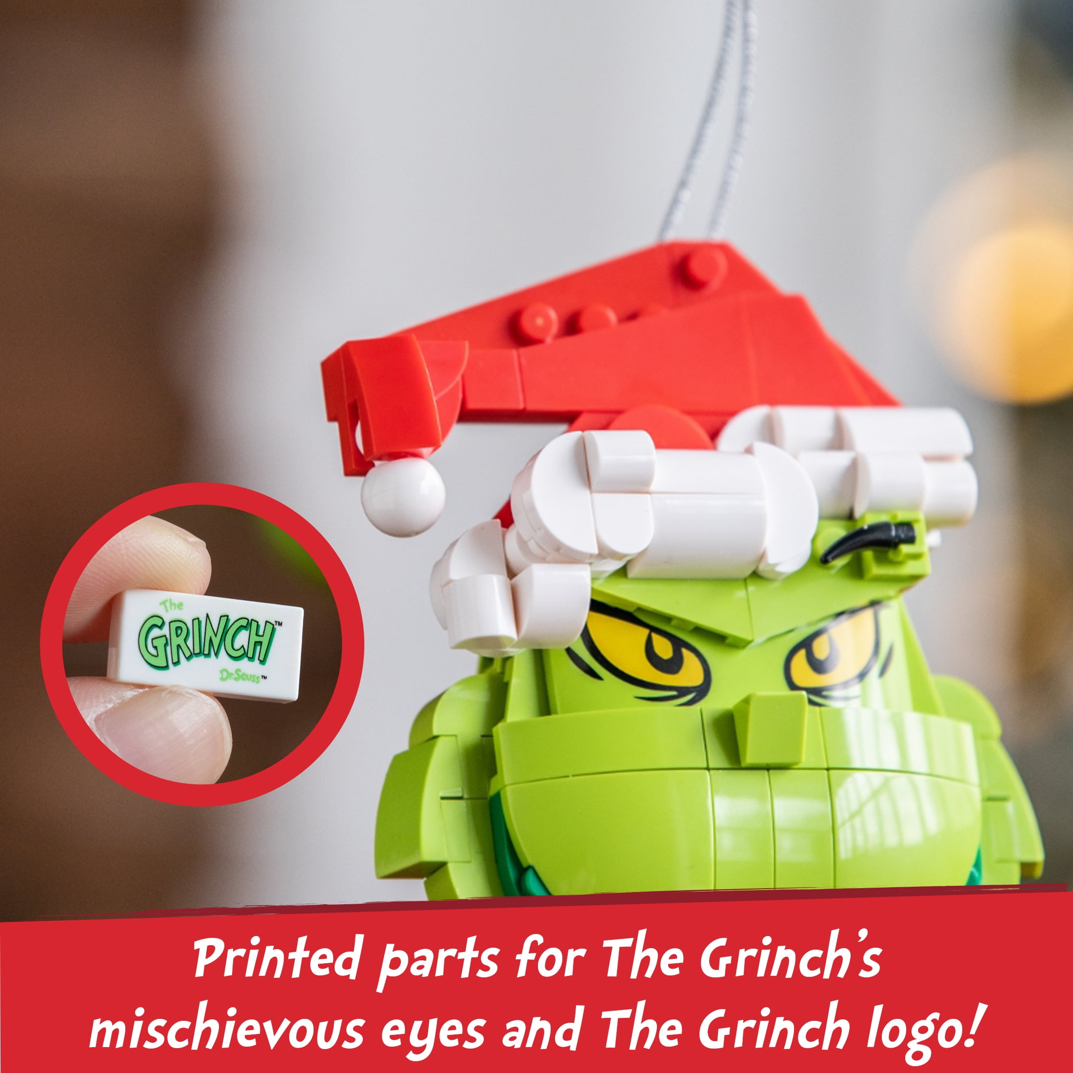 Brickcraft Grinch Decoration Brick Building Kit (141-Plastic Piece Set), Limited Edition, Hanging Christmas Décor, Toy Gift Idea for Boys and Girls Ages 8 Years Old and up