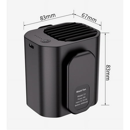 

Portable Fan Personal Rechargeable Mini Waist Fan 6000 mAh Battery Operated 3 Speeds Clip Belt Fan for Outdoor Indoor Jobsite Traveling Gifts for Men