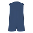 thumbnail image 4 of GILIGEGE Rompers for Women 2025 Summer Casual Ladies' Casual V Neck Pleated Rope Sleeveless Back Pocket Jumpsuit Set Overalls for Women Blue L, 4 of 8