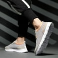 thumbnail image 2 of Mens Sneakers Breathable Mesh Lace up Running Shoes Comfy Arch Support Lightweight Soft Sole Fashion Workout Athletic Shoes Gray Size 7, 2 of 5