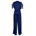 thumbnail image 7 of SELONE Womens Jumpsuits Casual Short Wide Leg Pants Ladies Travel Comfortable 2023 Vacation Flowy Rompers Womens Jumpers and Rompers Casual Fashion Solid Color Mesh Short Sleeve Dark Blue XL, 7 of 7