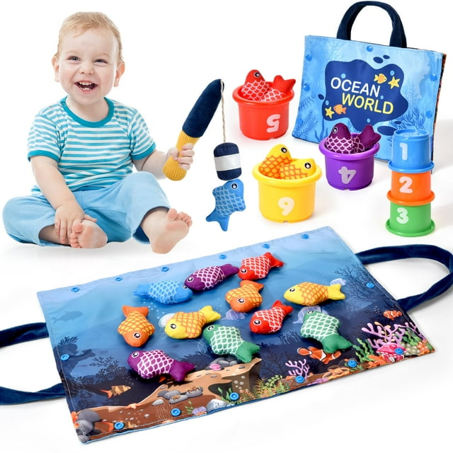 Juguetes Montessori para 1 año, 20 piezas, juguete sensorial para bebé, primer juego de juguetes de pesca para niños de 1 a 3 años, regalo de cumpleaños, juguetes educativos de aprendizaje, tazas apil